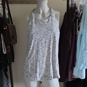 Lululemon Athletica Heather Gray and White Bra Tank with Scoop and String Back